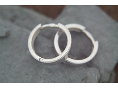 Серебряные серьги - кольца с квадратным краем